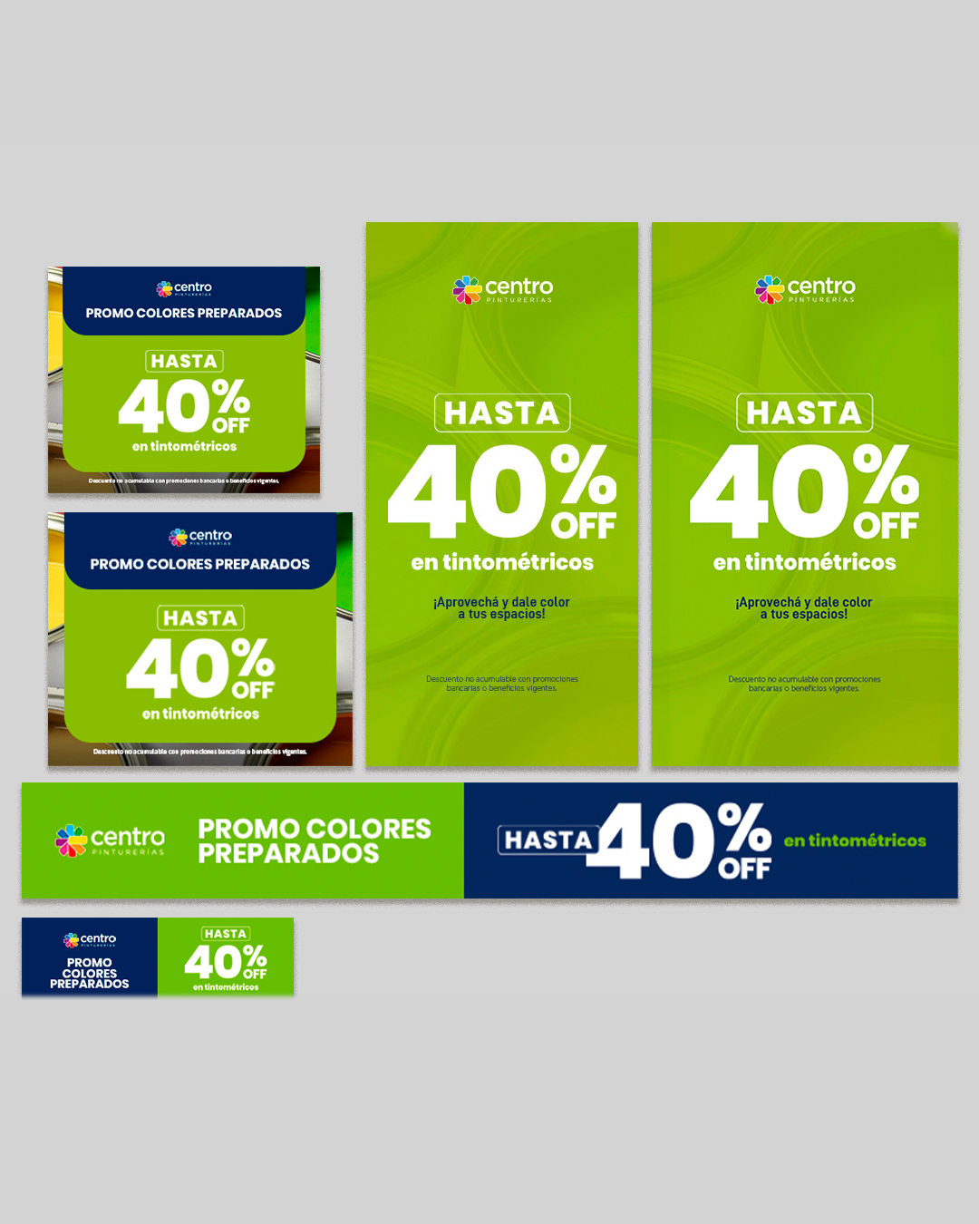 Adaptaciones gráficas de campaña 40 por ciento de descuento en tintométricos