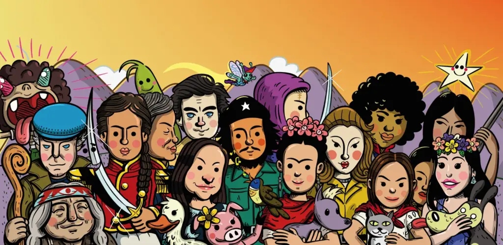 Ilustración de conjunto de personajes de las colecciones de Chirimbote